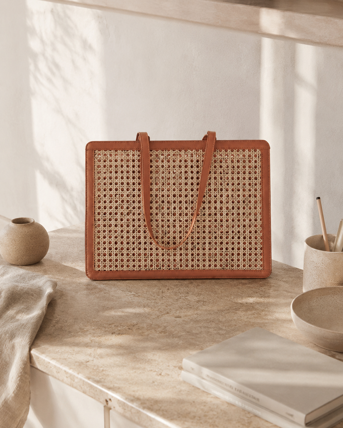Raja Leather and Cane Laptop Bags