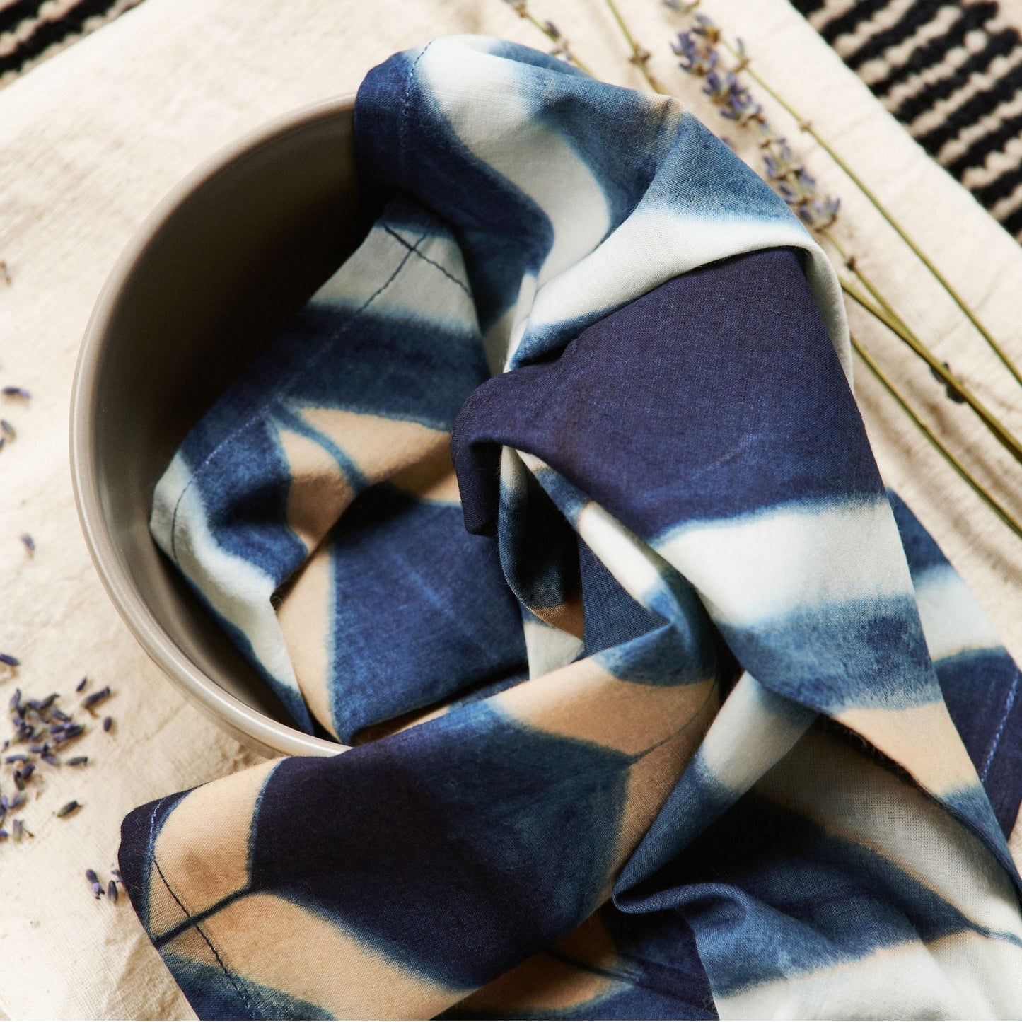 Tisa Hand Crafted Shibori Print Cotton Table Napkin ( set of 4 )