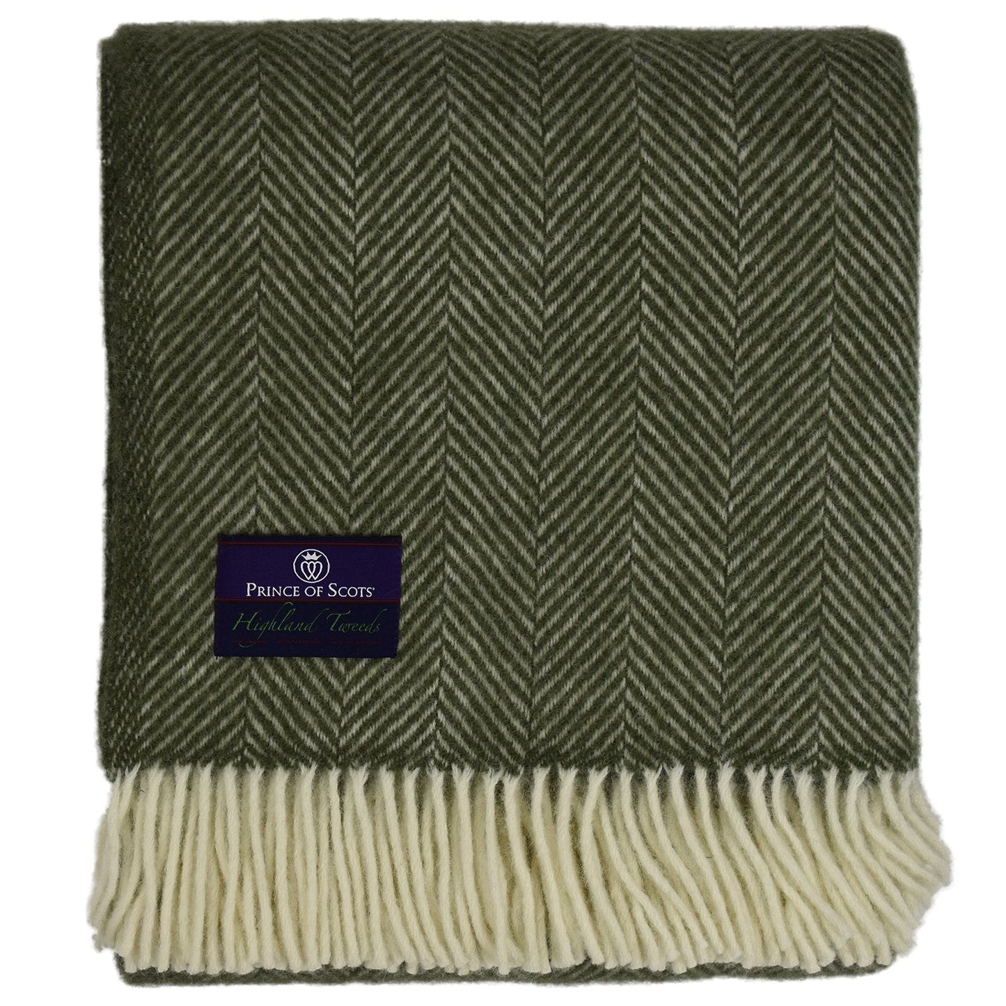 Highland Tweeds Herringbone Pure New Wool Throw ~ Evergreen