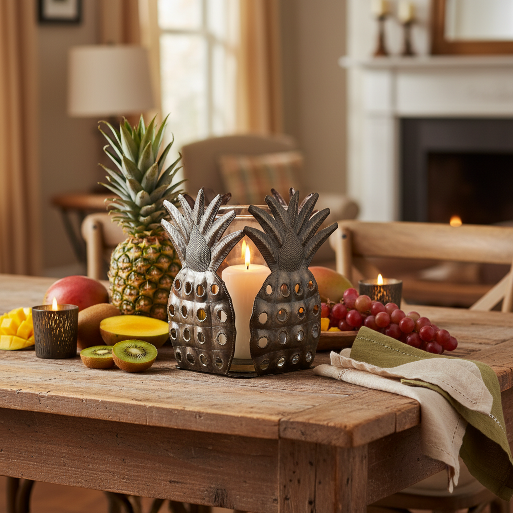 Pineapple Candle with Glass Hurricane
