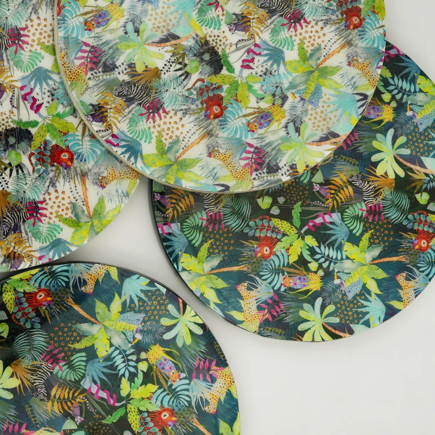 Jungle Bloom Multicolored Coasters – Set of 4