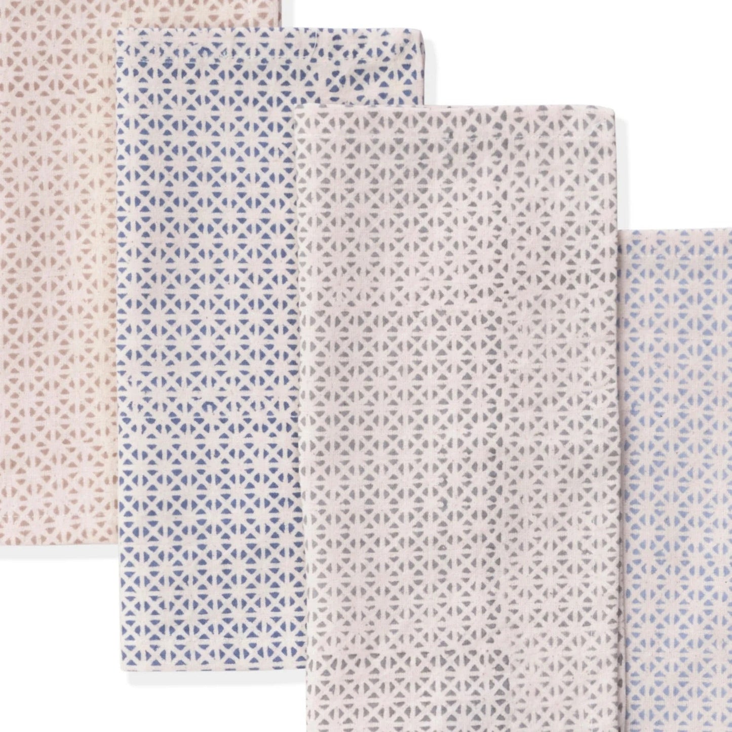 Hand Block Printed Cotton Napkins, Set of 4 | 9"x9" | Fair Trade | Impressions
