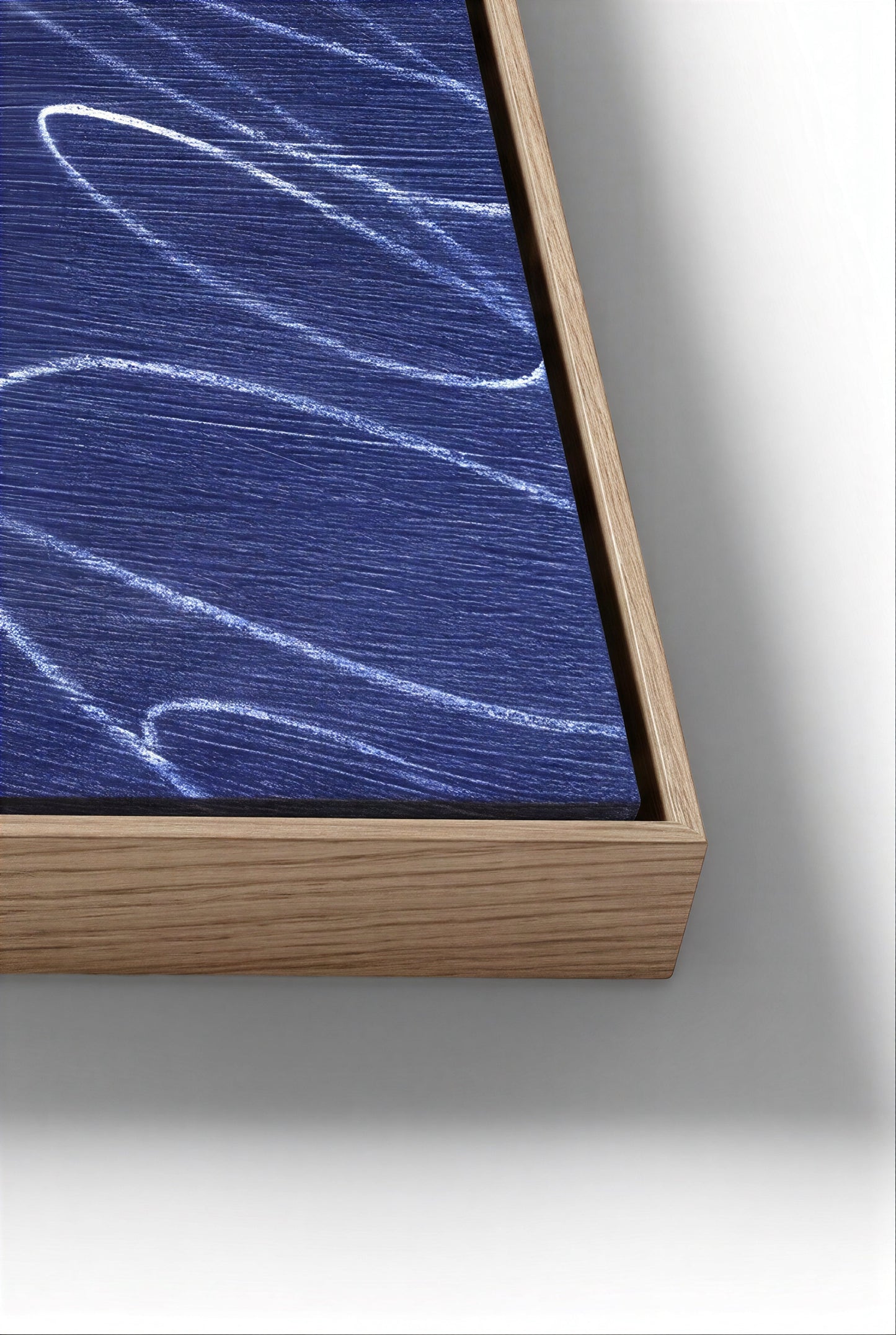 Gestural Marks in Deep Ocean Framed Canvas Wall Art