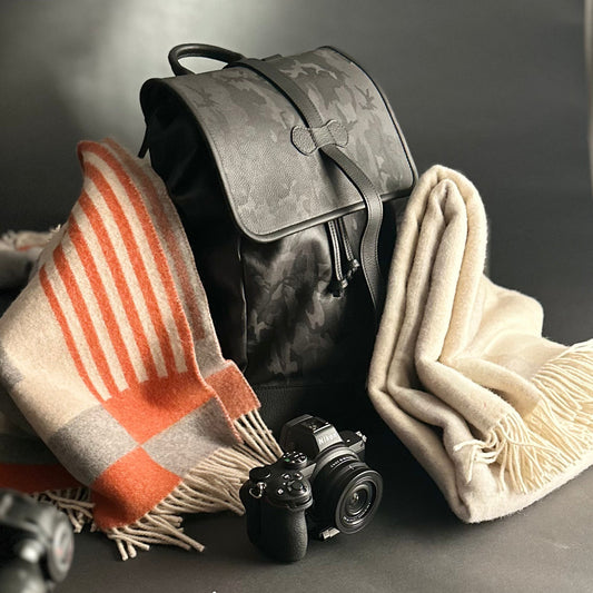 Wanderlust Cotswold Leather Backpack - Grey Camo