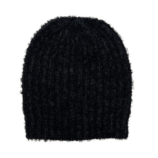 Plush Black Alpaca Beanie Hat