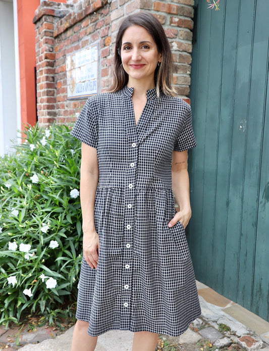 Black Gingham Organic Cotton Fit & Flare Dress