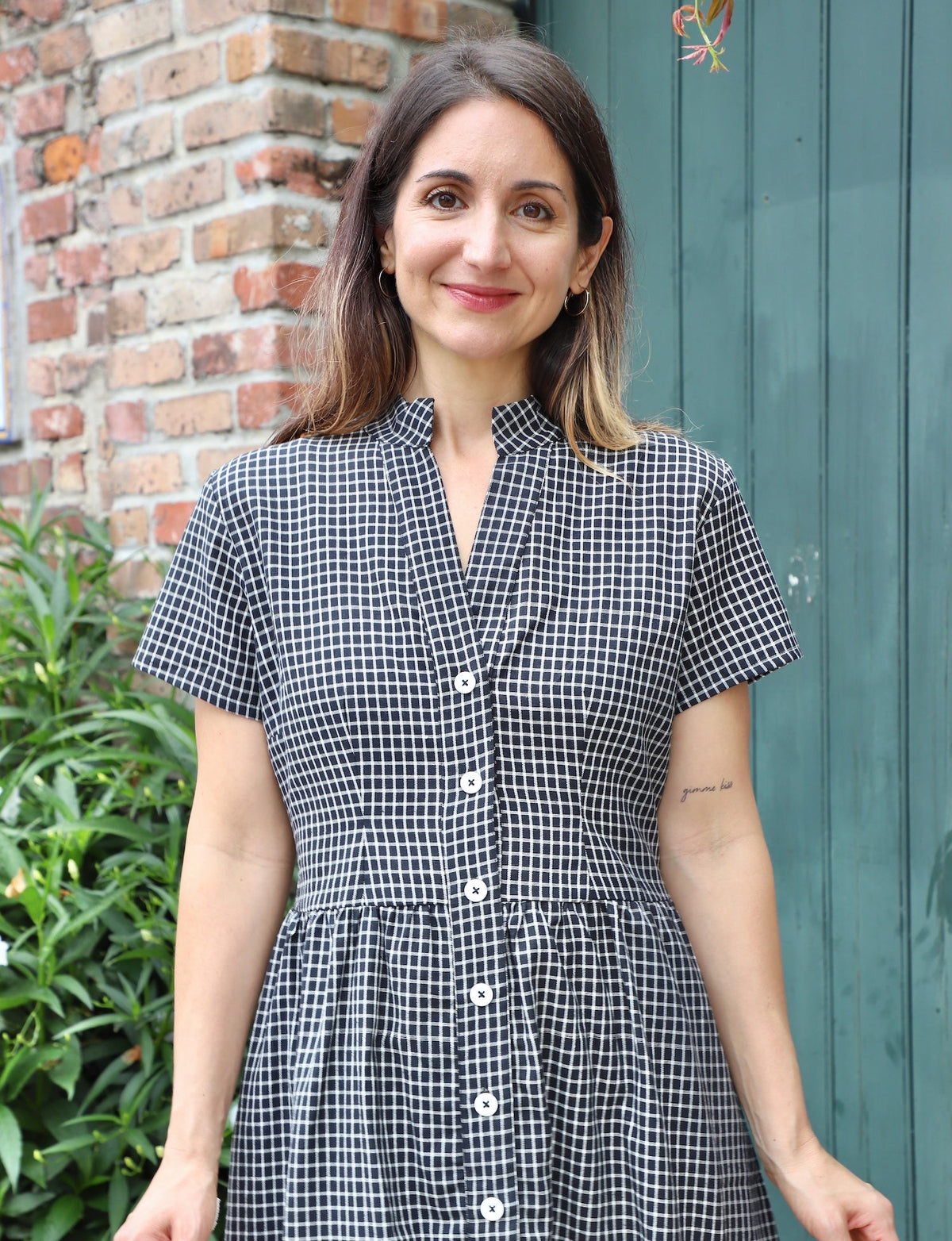 Black Gingham Organic Cotton Fit & Flare Dress