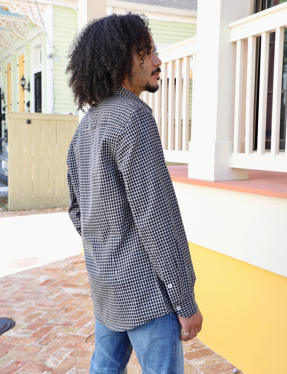 Black Plaid Organic Cotton Men's Button Down Shirt