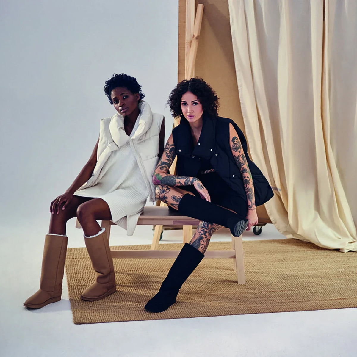 Black sustainable vegan long boots