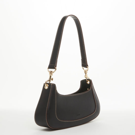 SUSU Leather Baguette Bag Small  90s Shoulder Bag Black Purse Y2K  Underarm Bag Trendy Handbag
