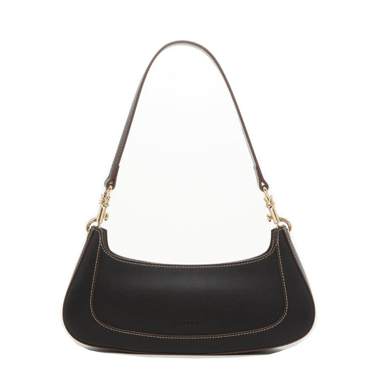 SUSU Leather Baguette Bag Small  90s Shoulder Bag Black Purse Y2K  Underarm Bag Trendy Handbag
