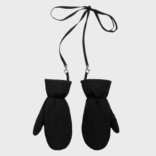 Black recycled wool free mittens sustainable winter style