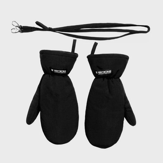 Black recycled zero waste mittens eco conscious gloves