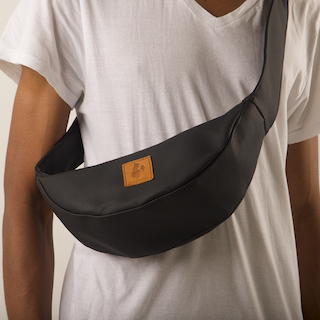 Half Moon Vegan Leather Crossbody Bag #color_black