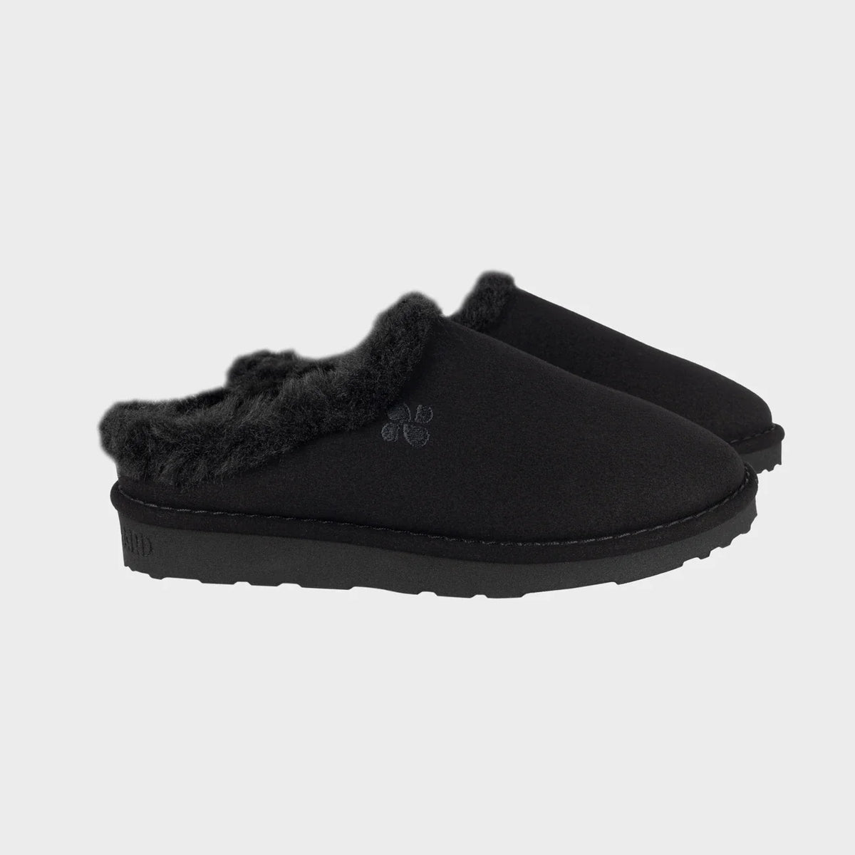 Black vegan warm slippers cruelty free cozy indoor shoes