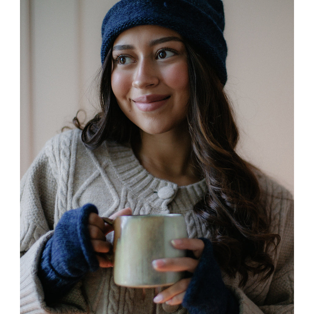 Navy Essential Knit Alpaca Gloves