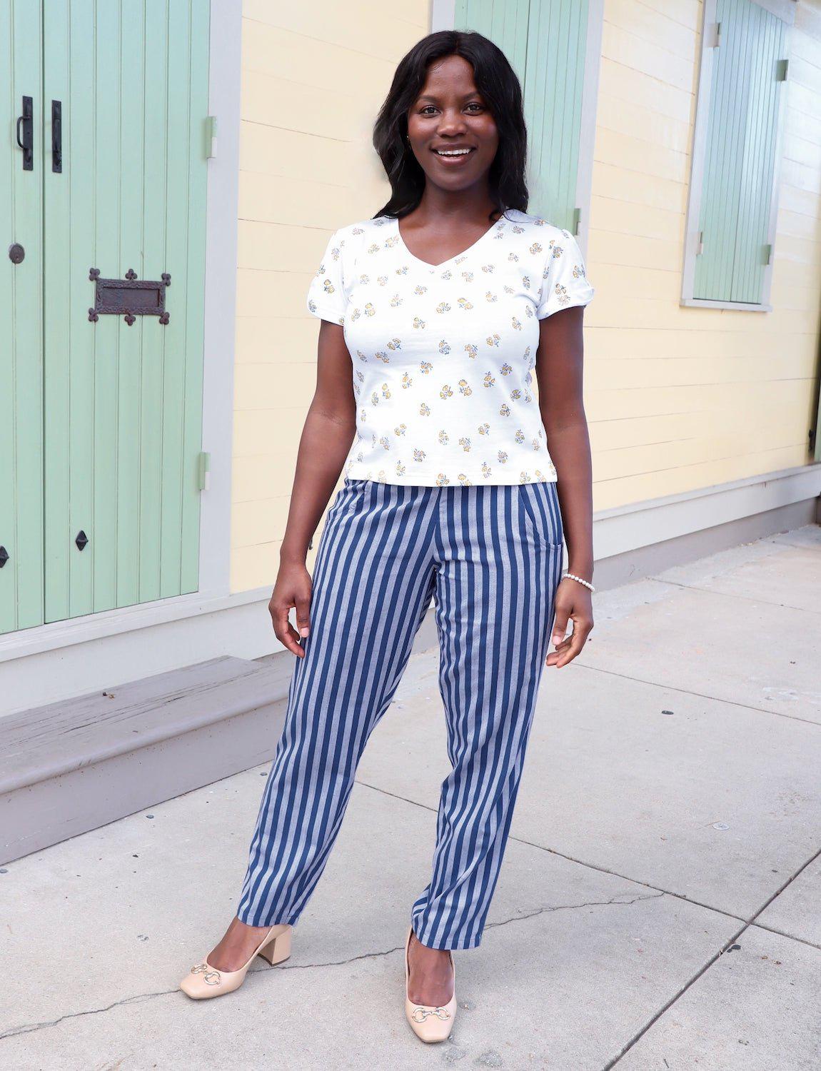 Blue Bayou Striped Organic Cotton Pants