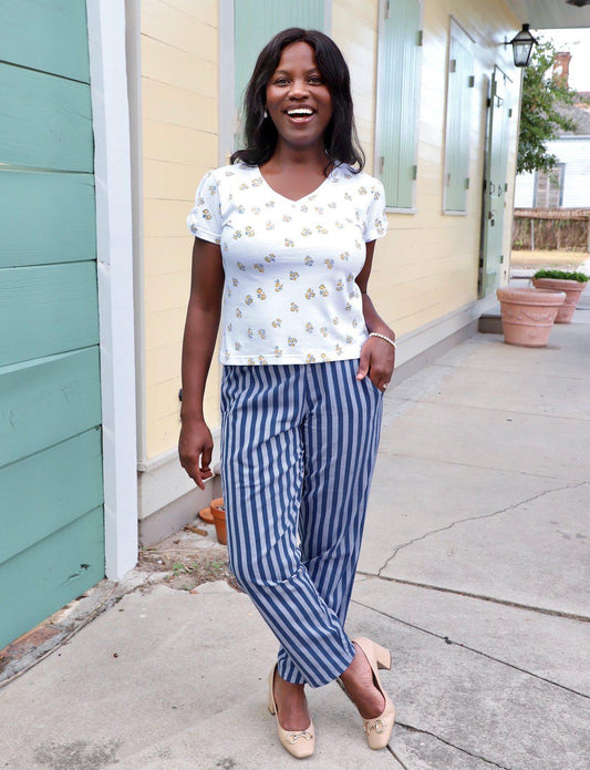 Blue Bayou Striped Organic Cotton Pants