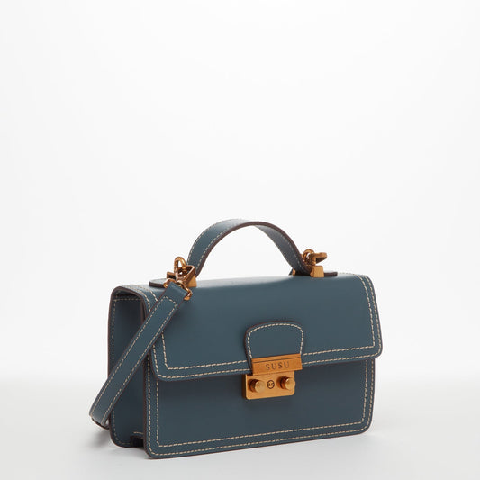 SUSU Leather Blue Purse Small Crossbody Bag Cute Women's Handbag