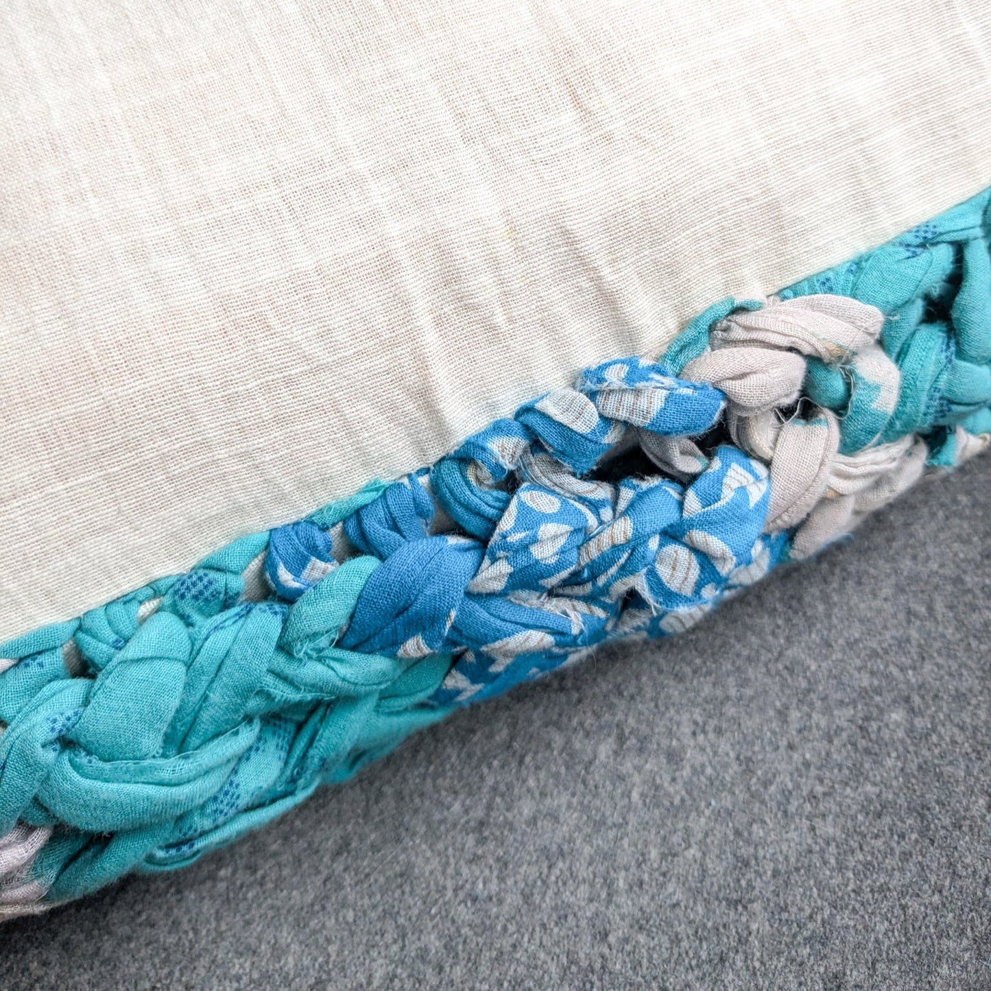 blue chunky knit cushion cover