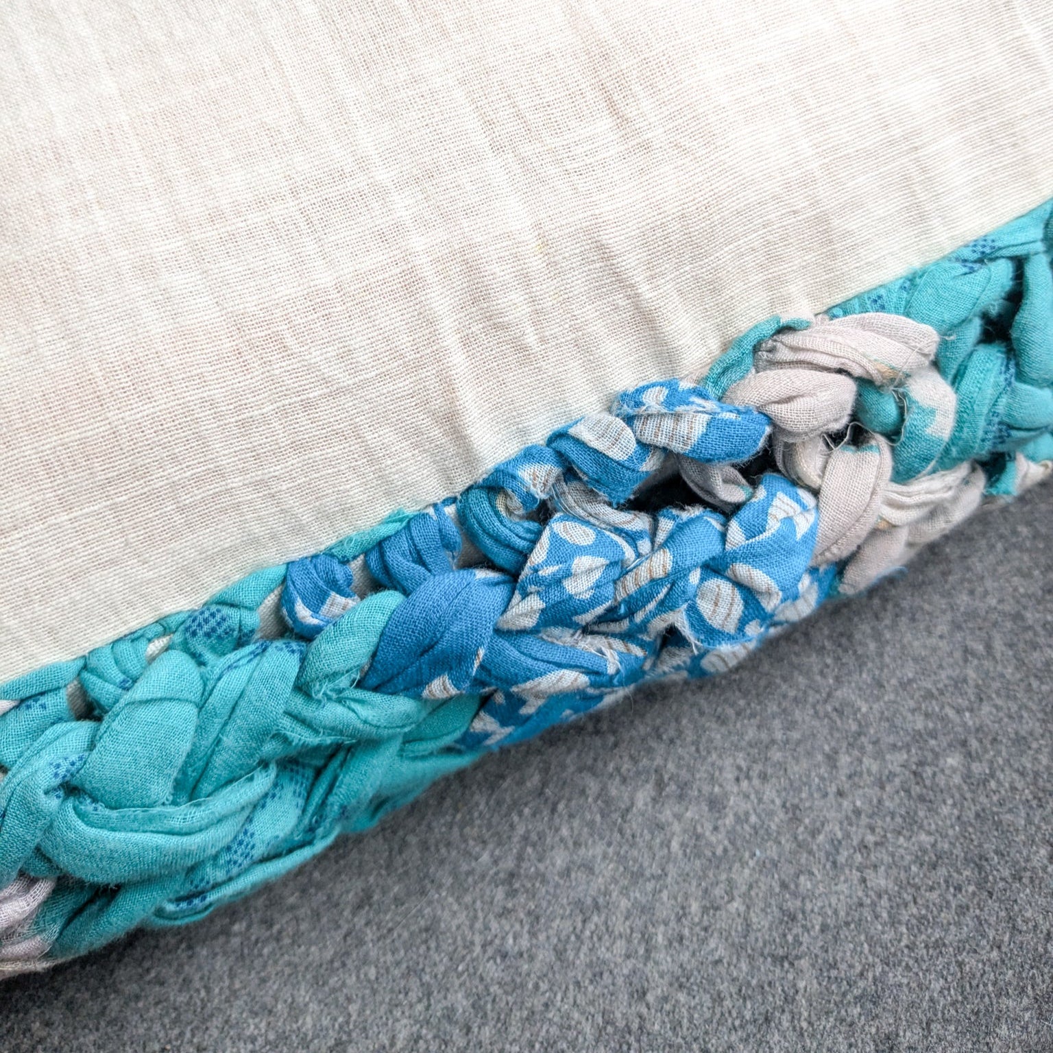 blue chunky knit cushion cover