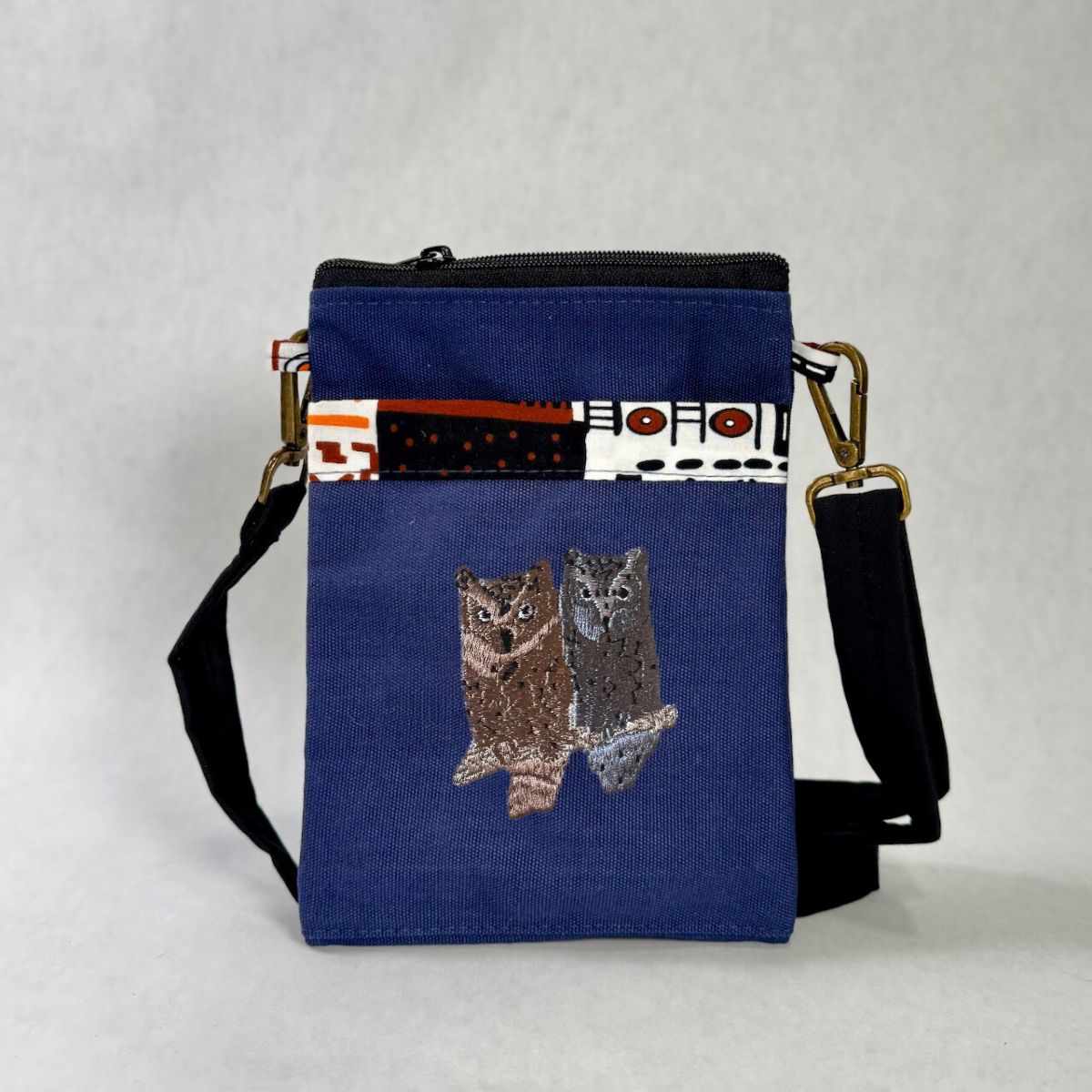 Owls Embroidered Canvas Crossbody Bag | Essentials