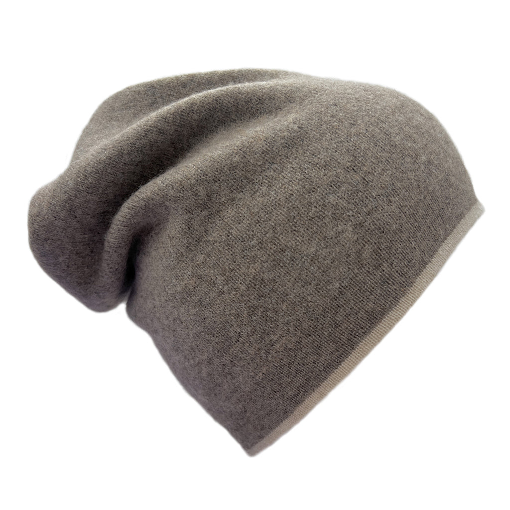Coffee + Cream Reversible Cashmere Beanie