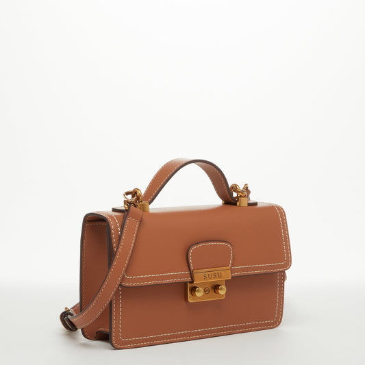 SUSU Little Brown Bag Leather Small Crossbody Purse Cute Women's Handbag