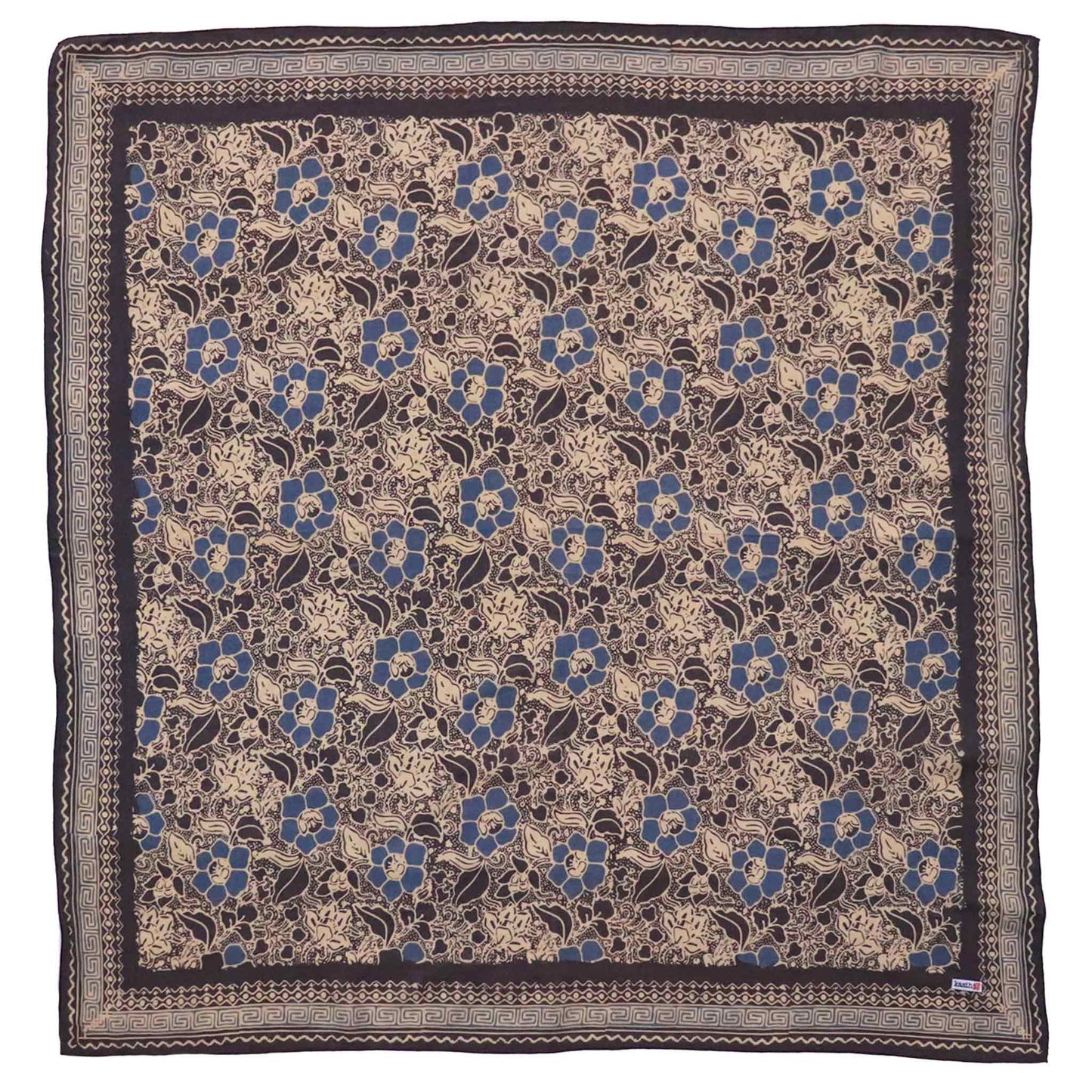 Large 39" Hand Dyed Batik Bandana - Spotted Flowers