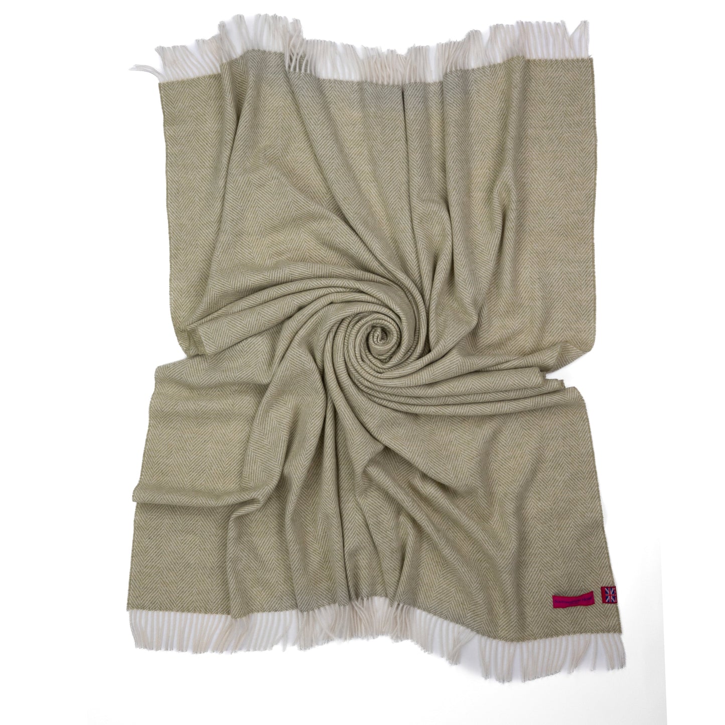 Southampton Home Merino Wool Herringbone Throw - Celery