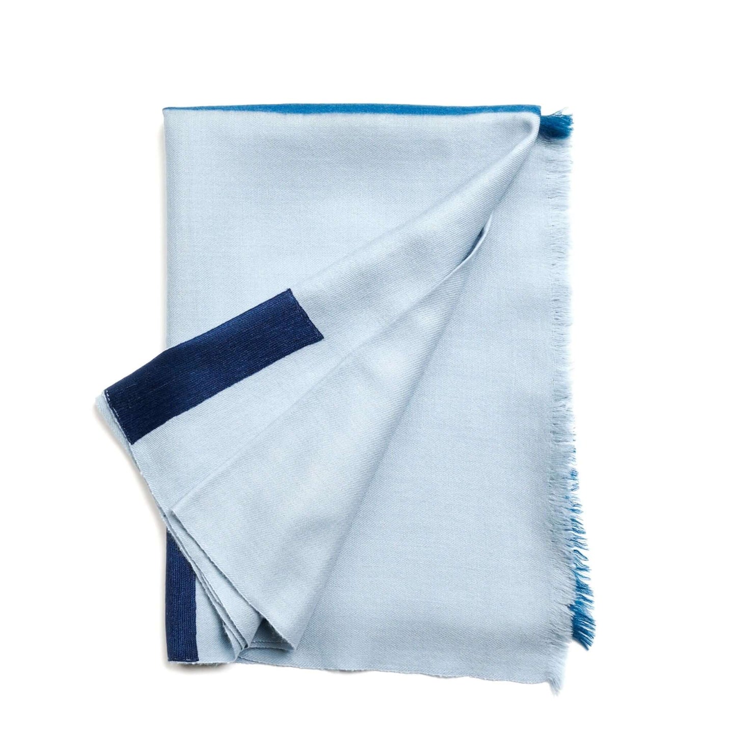 Harbor Blue Hand Embroidered Modern Artisanal Scarf