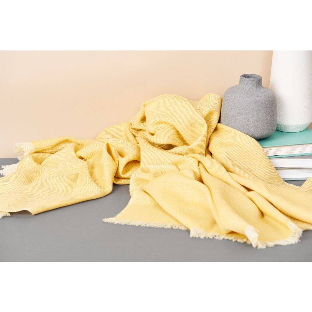 Dandelion Yellow Handloom Merino Light Weight Throw