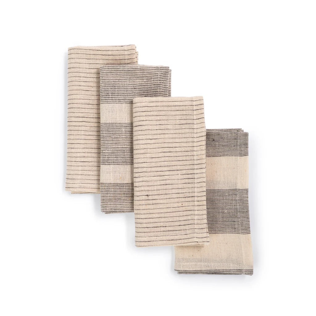 Handwoven Organic Cotton Napkins, Set of 4 | 16"x16" | Fair Trade | Rhythm
