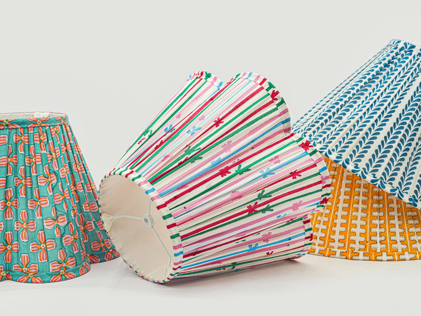 Scalloped Petals Handblocked Cotton Lampshade