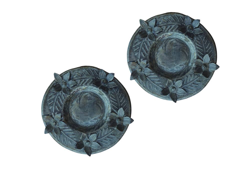 Candle Plates, Set/ 2 $5 ea. Made in Haiti, Fair Trade 6"x6"