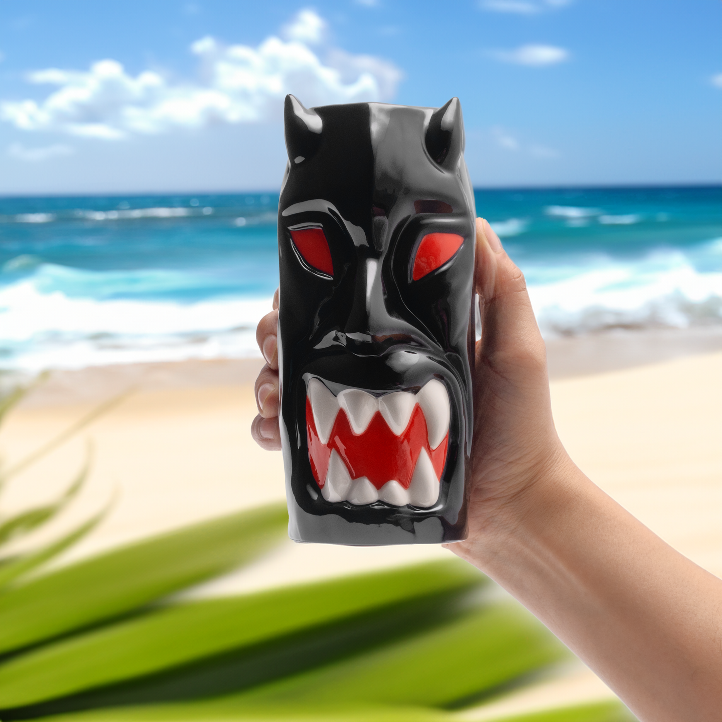 Ceramic Horned Hawaiian Tiki Mugs
