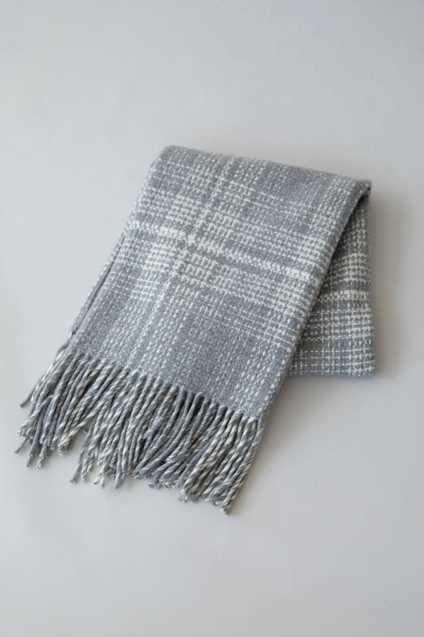 Rustic Alpaca Plaid Throw - Grey