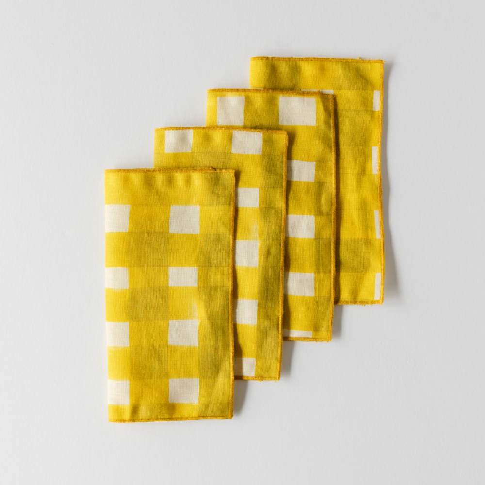 S/4 Yellow Cocktail Napkins