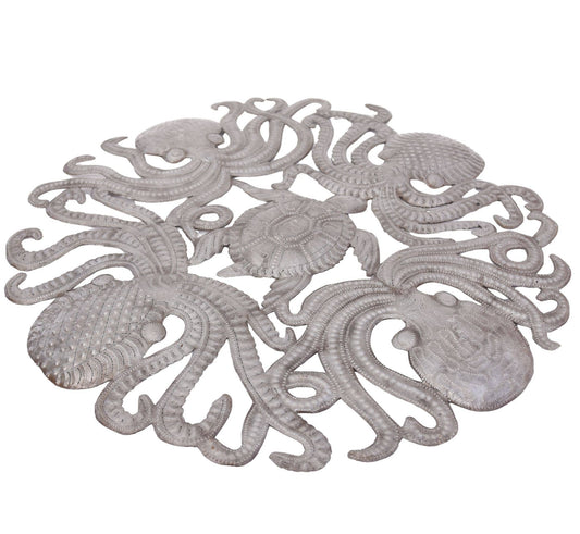 One of a kind,  Octopus Wall Art Metal Sculpture Fair Trade