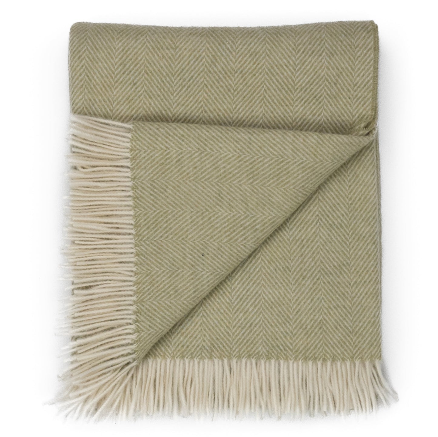 Southampton Home Merino Wool Herringbone Throw - Celery