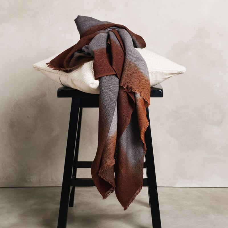 Simply Taupe Brown Gray Hand Spun Merino Handloom Throw