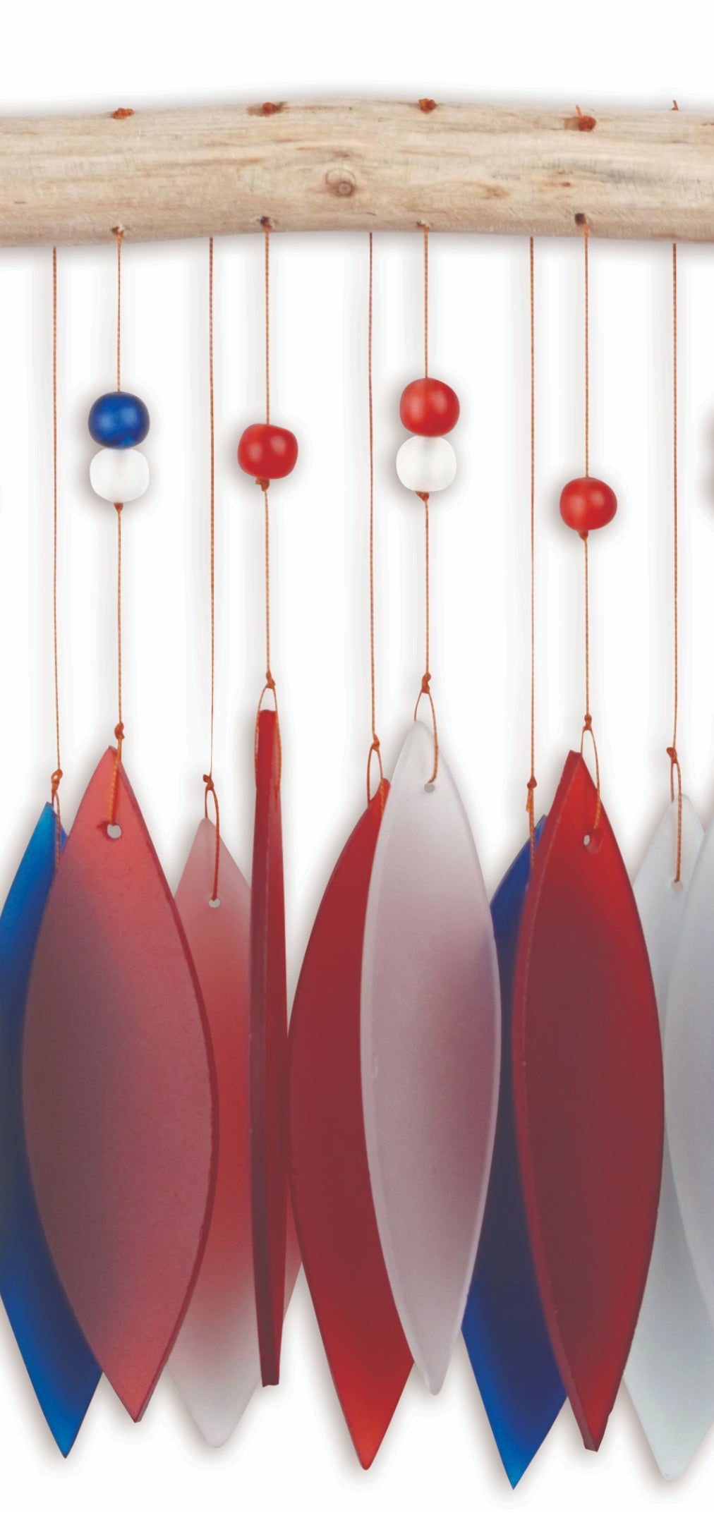 Patriotic Feather Sea Glass Wind Chime