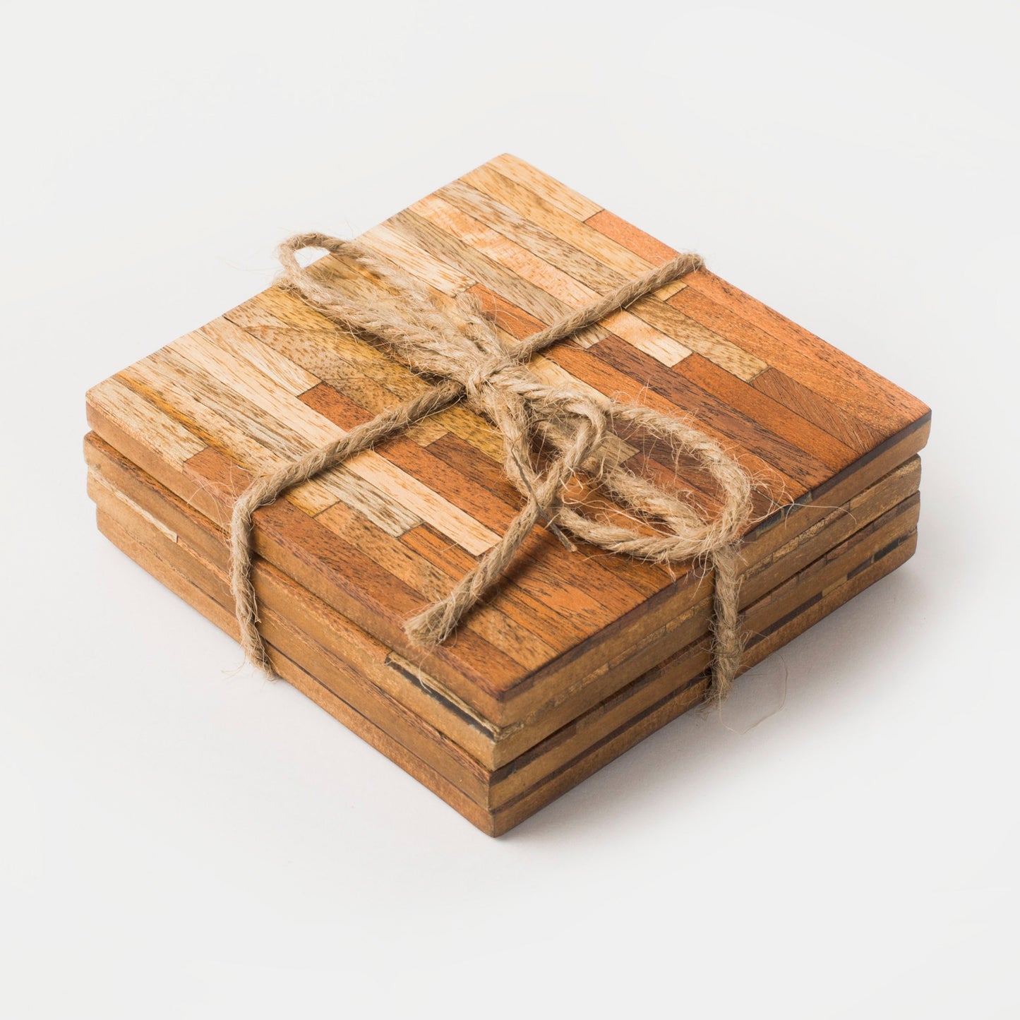 Wooden Marquewood Two Tone Coaster Set of 4