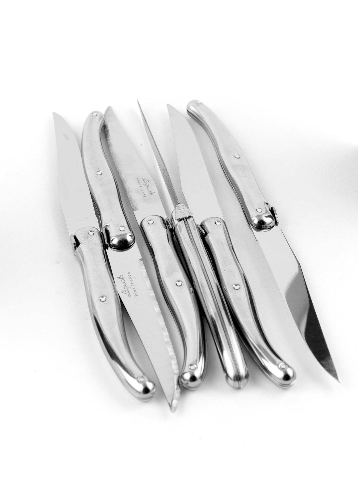 Laguiole 6 Piece Steak Knife Set, Stainless Steel in Wood Box with Acrylic Lid
