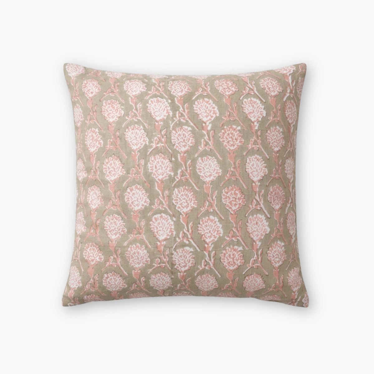 Nikhar Pure Linen Throw Pillow Cover - Gray & Dusty Pink