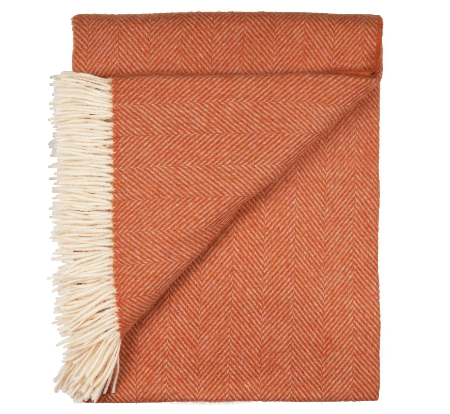 Southampton Home Merino Wool Herringbone Throw - Heirloom Tomato
