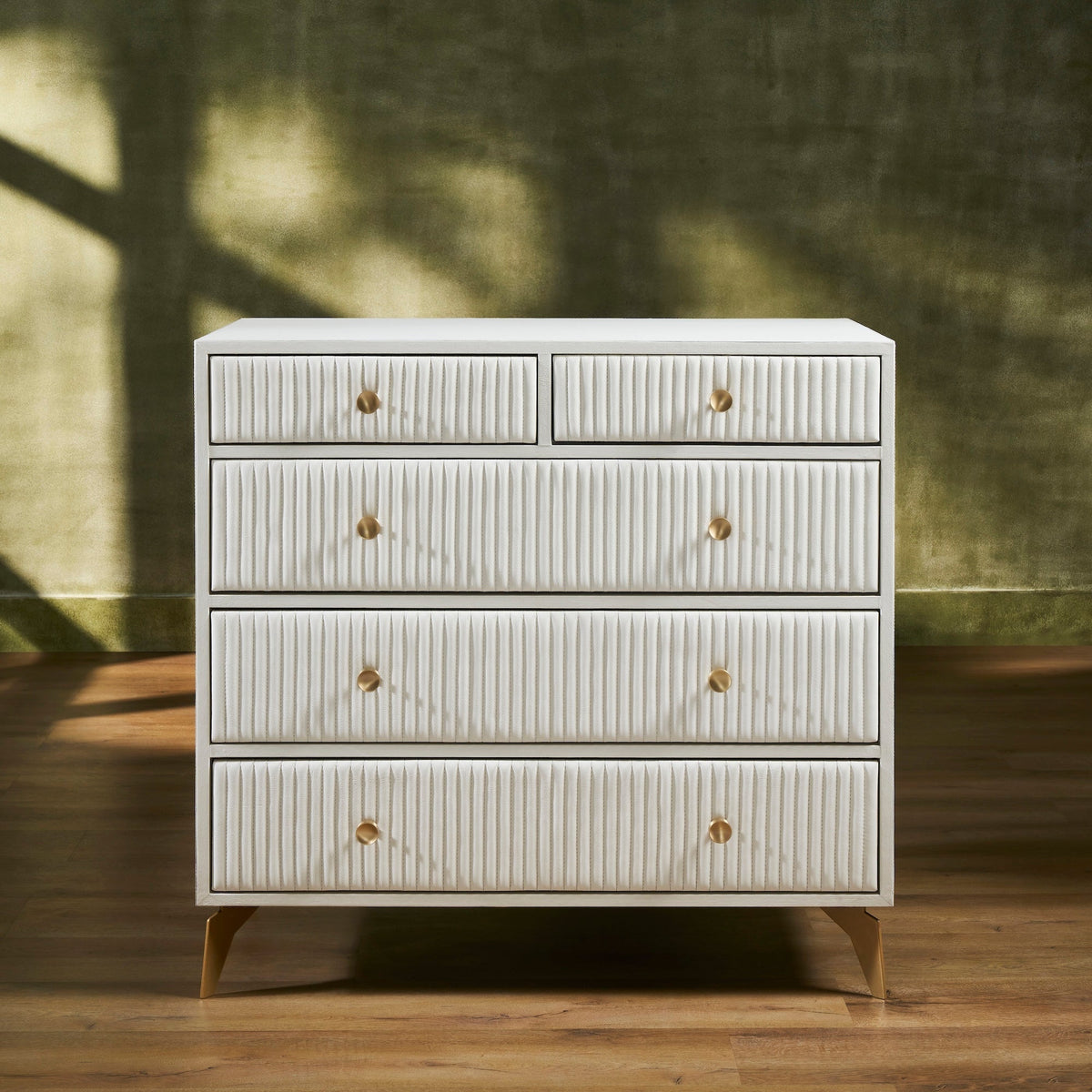 Stanford Five Drawer Leather Chest