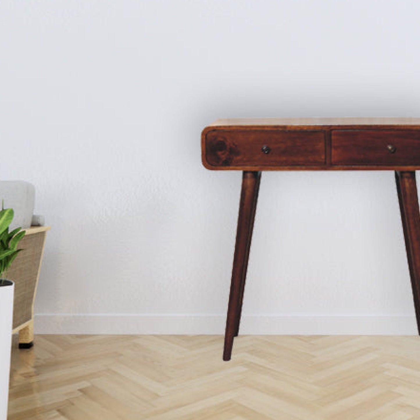 Solid Wood Chestnut Curved Hallway Table