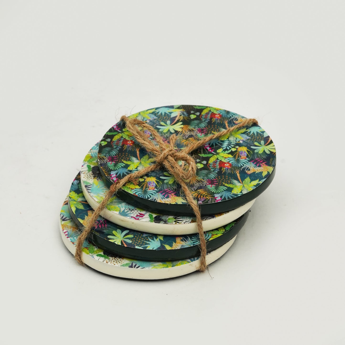 Jungle Bloom Multicolored Coasters – Set of 4