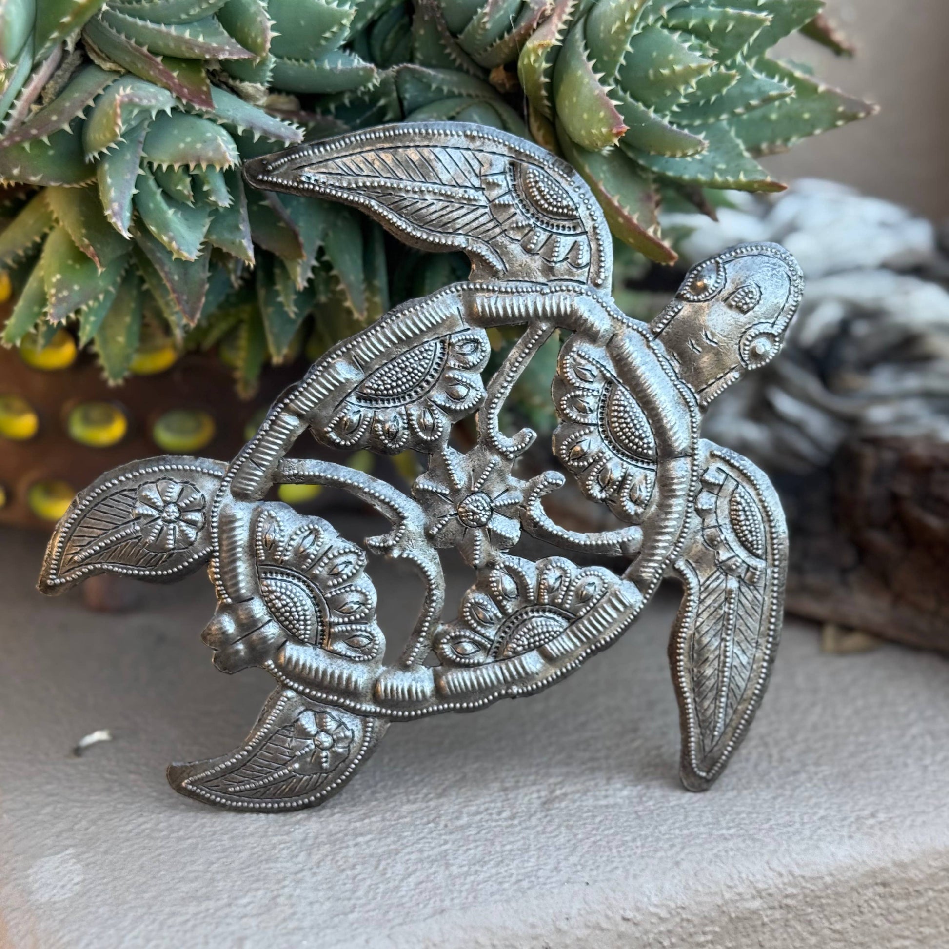 Haitian Metal Sea Turtle Wall Art 8” Recycled Steel